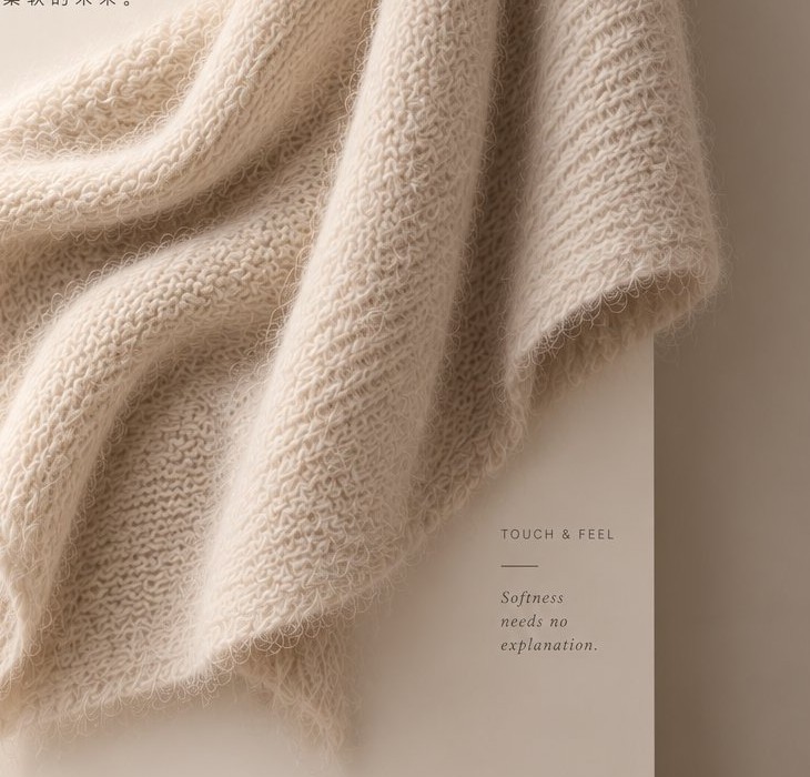 Fluffy cream knitted drape