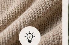 Knit swatch with bulb icon